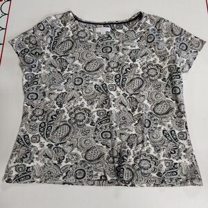 Charter Club Black and White Boxy Short Sleeve T-Shirt